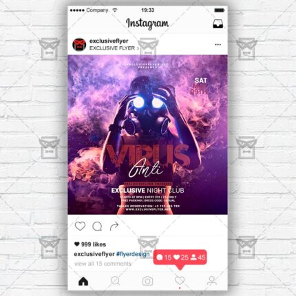 Anti Virus Online Party Flyer PSD - Optimized for Instagram