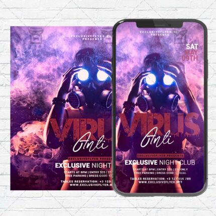 Anti Virus Online Party Flyer PSD - Optimized for Instagram