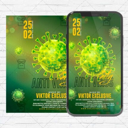 Anti Virus Party Flyer PSD - Optimized for Instagram