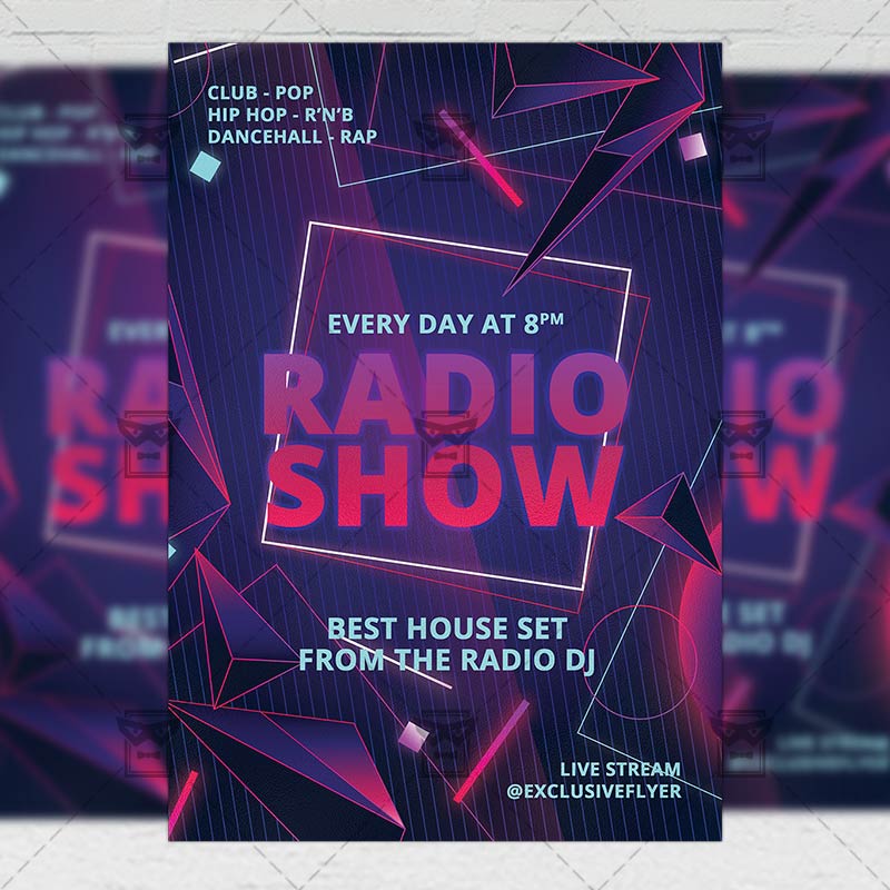 live_radio_show-premium-flyer-template-1.jpg Live Radio Show Template - Flyer PSD Optimized for Instagram