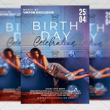 Online Birthday Celebration Template - Flyer PSD Optimized for Instagram