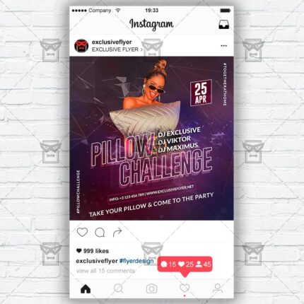 Pillow Challenge Flyer PSD - Optimized for Instagram