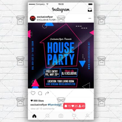 Stay Home Party Flyer PSD - Optimized for Instagram