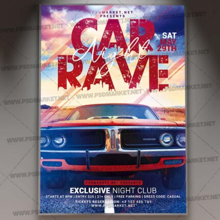 Car Rave Night Template - Flyer PSD