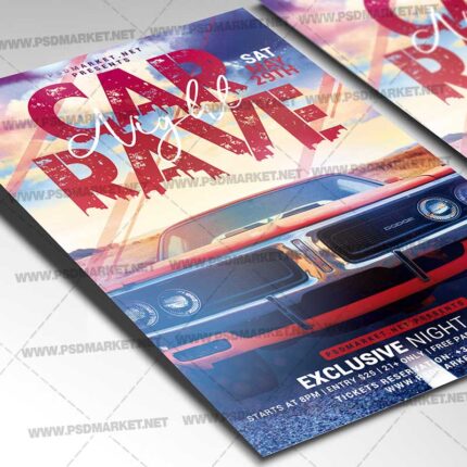 Car Rave Night Template - Flyer PSD