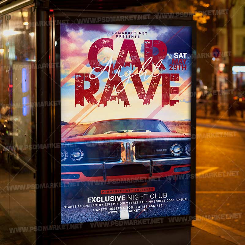 car_rave_night_flyer_psd_psdmarket-3.jpg Car Rave Night Template - Flyer PSD