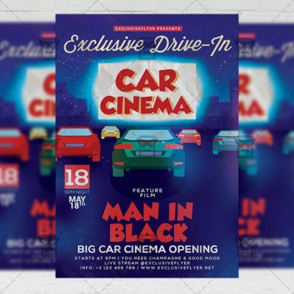 Drive-In Car Cinema - Flyer PSD Template