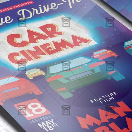 Drive-In Car Cinema - Flyer PSD Template