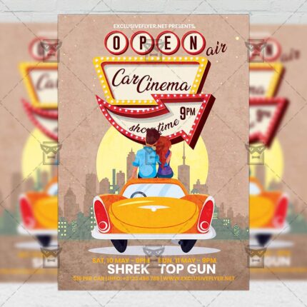 Open Air Car Cinema - Flyer PSD Template