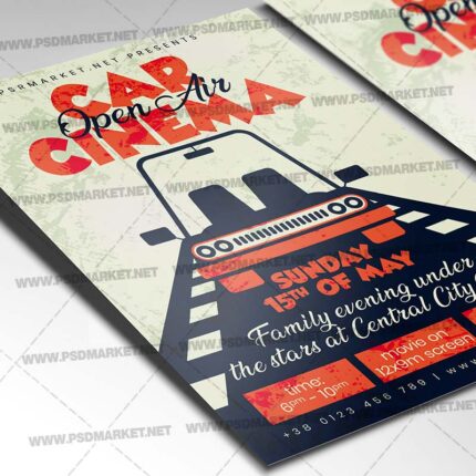 Open Air Car Cinema Template - Flyer PSD