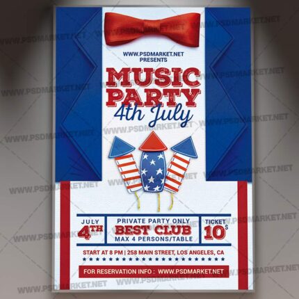 4th of July Music Party Template - Flyer PSD