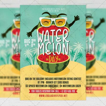 National Watermelon Day - Flyer PSD Template