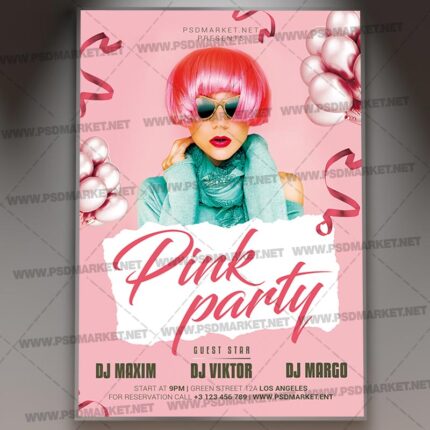 Pink Party Night Template - Flyer PSD