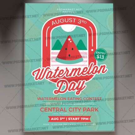 Watermelon Day Template - Flyer PSD