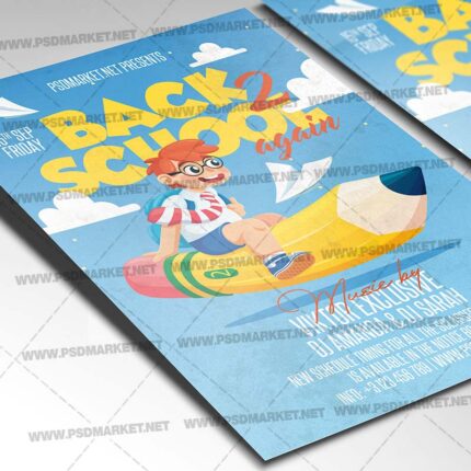 Back to School Again Template - Flyer PSD