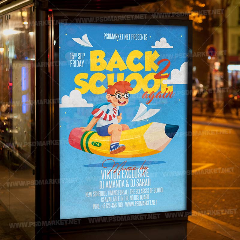 back_to_school_again_flyer_psd_psdmarket-3.jpg Back to School Again Template - Flyer PSD