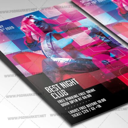 Pink and Black Night Template - Flyer PSD