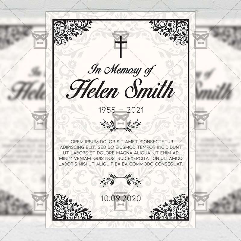 vintage_funeral_card-premium-flyer-template-1.jpg Vintage Funeral Card - Flyer PSD Template - Image 1
