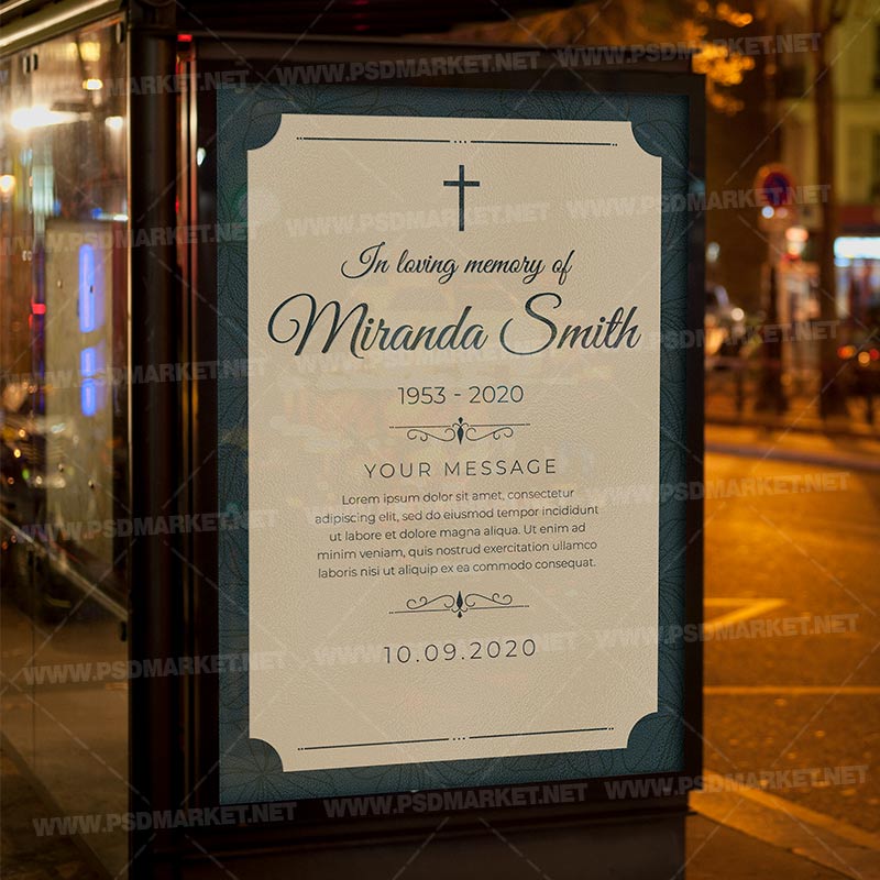 Vintage Funeral Card Template - Flyer PSD