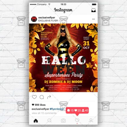 Halloween Superheroes Party - PSD Templates for Instagram
