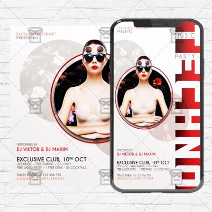 Techno Music Party - Instagram Post and Stories PSD Template