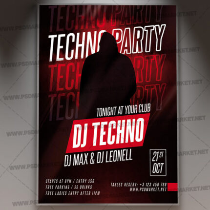 Techno Party Template - Flyer PSD