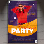 Techno Party Night Template - Flyer PSD