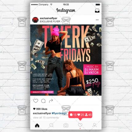 Twerk Fridays - Instagram Post and Stories PSD Template