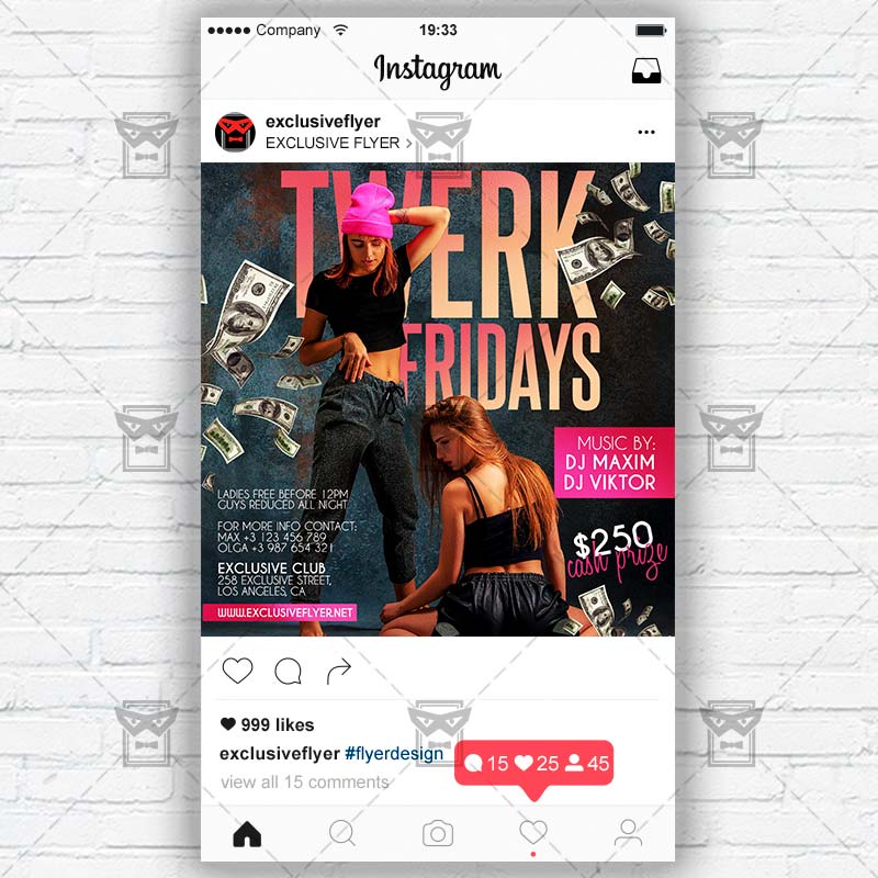 twerk_fridays-premium-instagramflyer-template-1.jpg Twerk Fridays - Instagram Post and Stories PSD Template