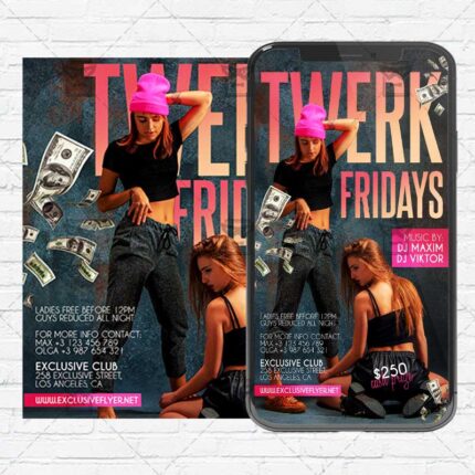 Twerk Fridays - Instagram Post and Stories PSD Template