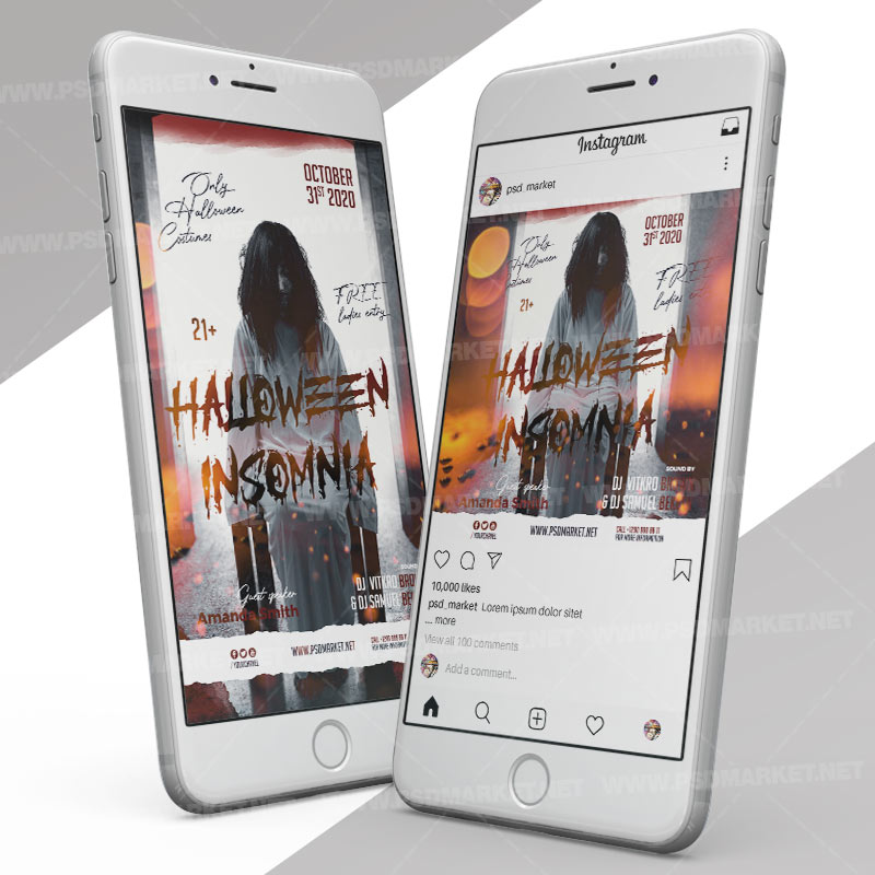 Halloween Insomnia - Instagram Post and Stories Template