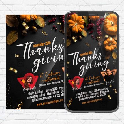 Happy Thanksgiving - Instagram Post and Stories PSD Template