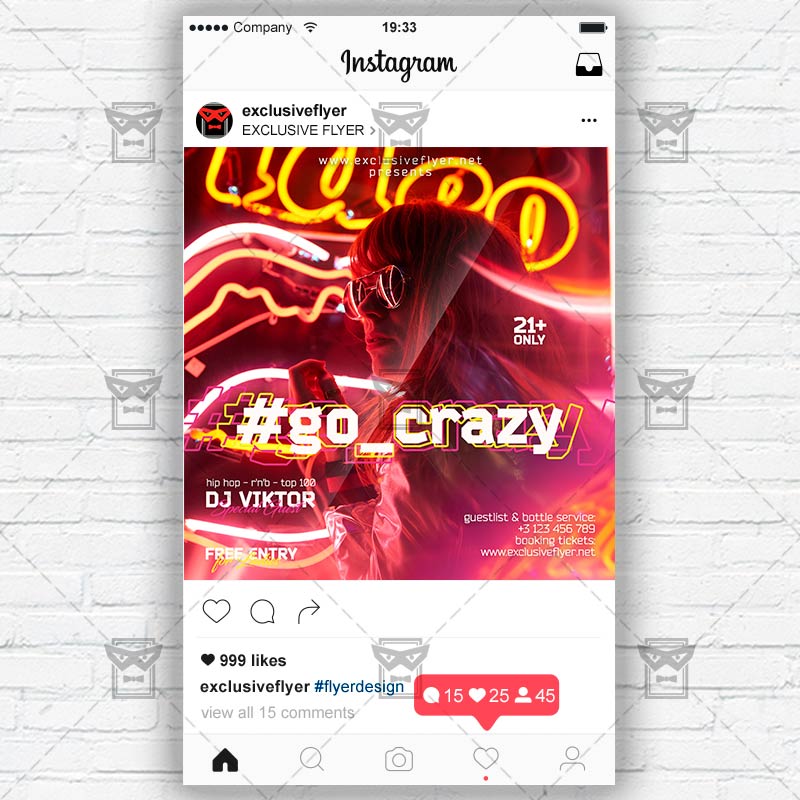 go_crazy_night-premium-instagramflyer-template-1.jpg Go Crazy Night - Instagram Post and Stories PSD Template