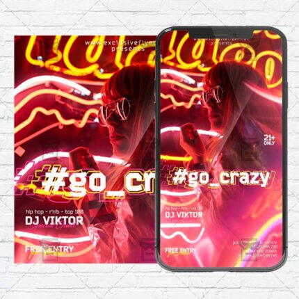 Go Crazy Night - Instagram Post and Stories PSD Template