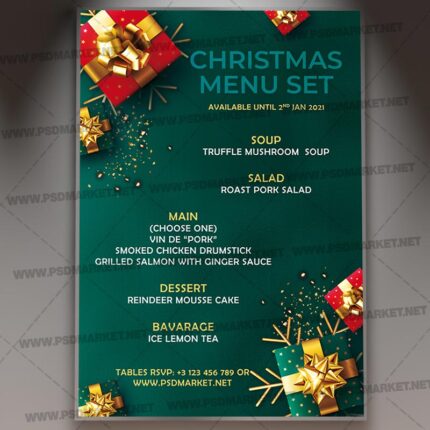 Christmas Menu Template - Flyer PSD