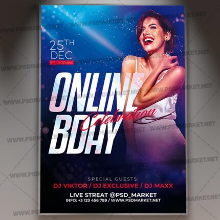 Online Birthday Template - Flyer PSD