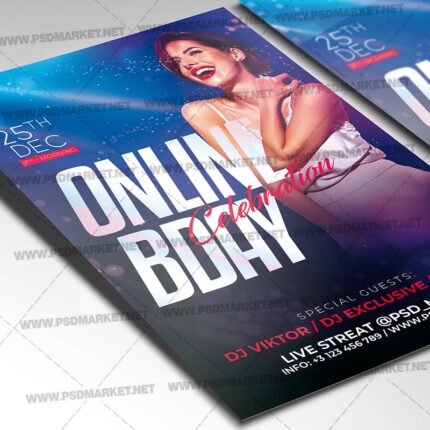 Online Birthday Template - Flyer PSD