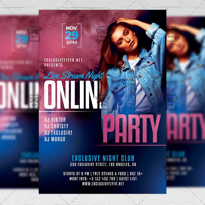 online_party-premium-flyer-template-1.jpg Online Party - Flyer PSD Template