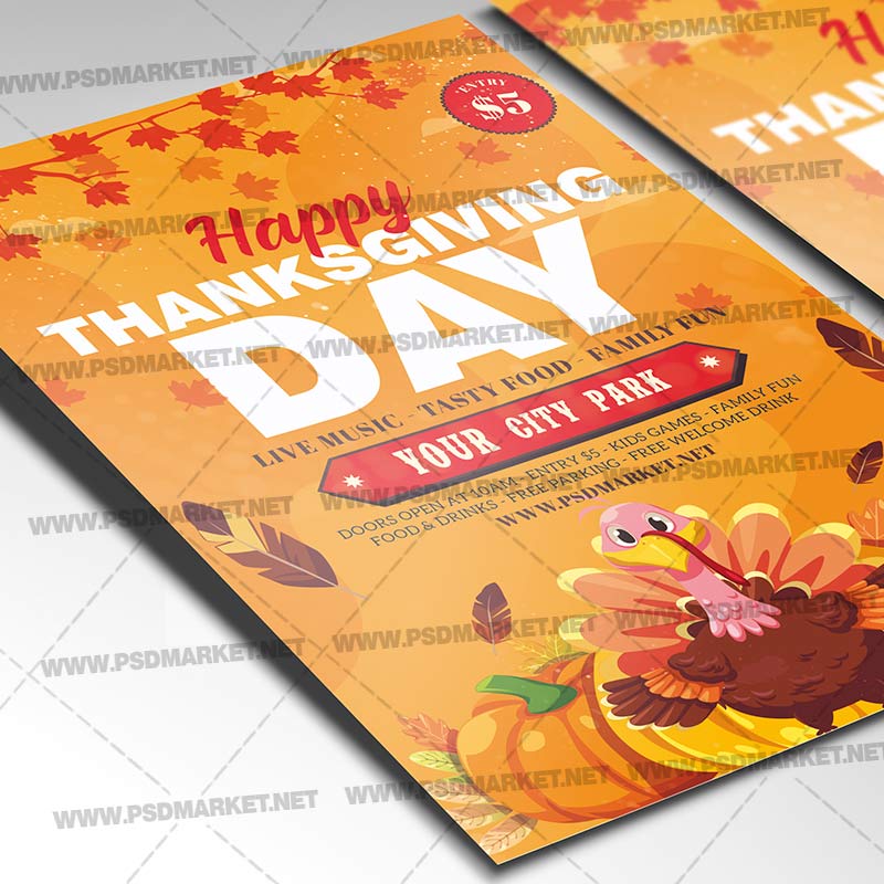 Happy Thanksgiving Day Poster Design Template