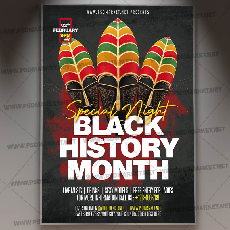 black_history_month_psd_template_1.jpg Black History Month PSD Template - Image 1