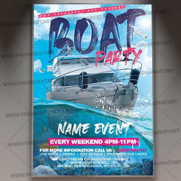 Download Cruise Party Event Flyer - PSD Template | PSDmarket