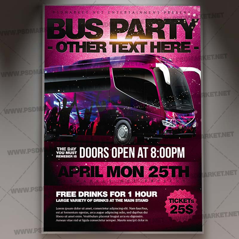 Download Bus Party Event PSD Template Flyer PSDmarket