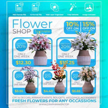 Download Flower Store Templates in PSD & Vector