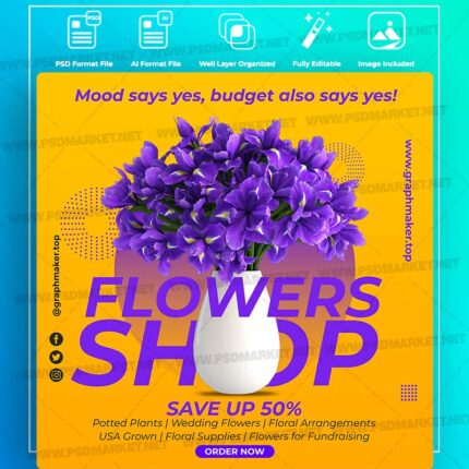 Download Flowers Shop Templates in PSD & Vector
