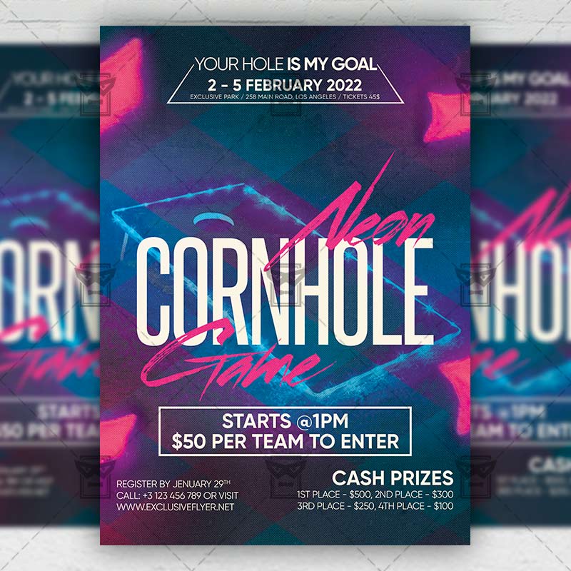 neon_cornhole_game_flyer-premium-flyer-template-1.jpg Neon Cornhole Game - Flyer PSD Template | ExclusiveFlyer