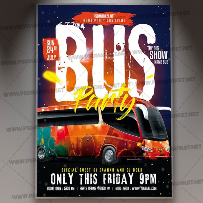 Download Party Bus Event PSD Template 1