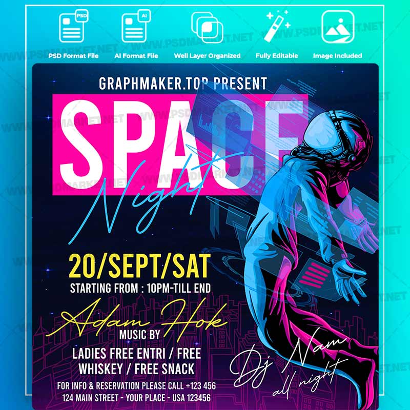 space-party-templates-in-psd-vector.jpg Download Space Party Templates in PSD & Vector