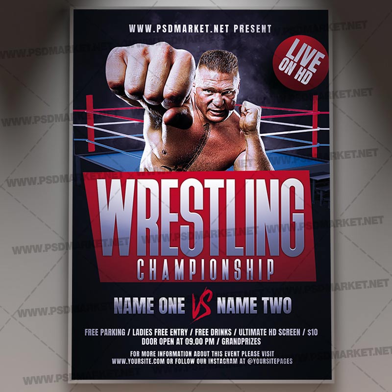 Download Wrestling Event PSD Template Flyer | PSDmarket
