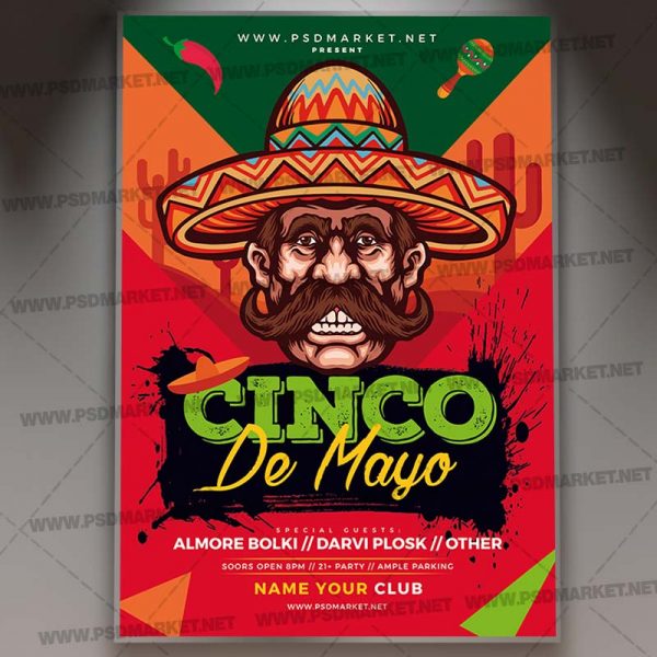 Cinco De Mayo Party Card Printable Template Flyer | PSDmarket