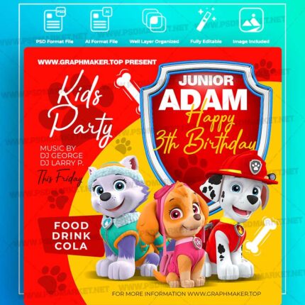 Download Paw Patrol Birthday Invitation Templates in PSD & Vector